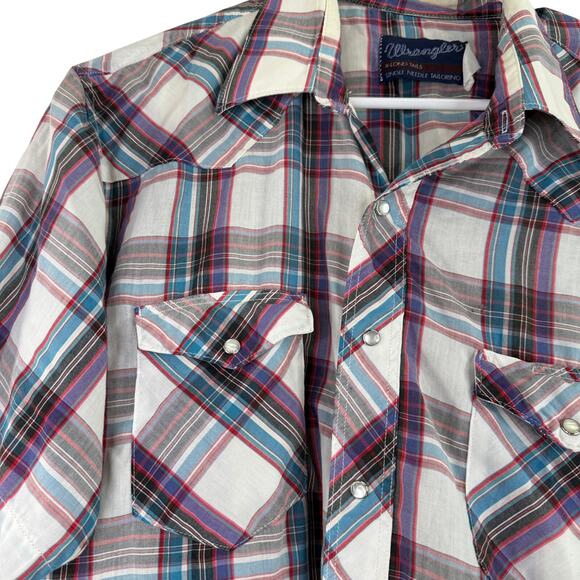 Wrangler Men's Vintage Retro Pearl Snap Short Sleeve Button Up Shirt - Picture 2 of 6